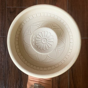 冥想陶盤 十六瓣花曼陀羅 (古希臘白)