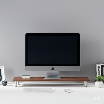 居傢優品免運黑衚桃木顯示器增高架實木電腦桌麵收納置物架桌搭臺式屏幕擡高層架置物架顯示器底座