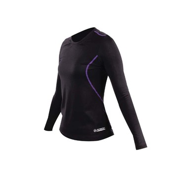 FIRESTAR 女A1長袖保暖T恤-刷毛 保暖 緊身衣 台灣製 AL407-75 黑紫