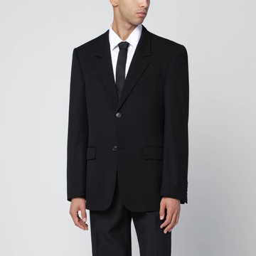 Black single-breasted wool jacket