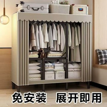 免安裝防塵衣櫃 加粗28管徑 可折疊簡易衣櫃 耐重全鋼架衣櫥 組合衣櫃 一體成型組裝衣櫃