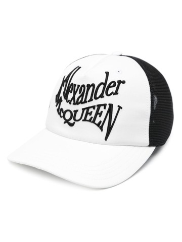 Alexander McQueen - embroidered-logo cap - men - Lamb Skin/Polyester/Polyamide - M - White