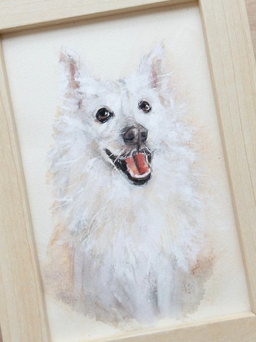 【畫你的狗狗】率性油畫風格肖像水彩插畫 客製畫像 手繪原畫含框