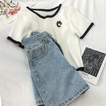 新款牛仔半身裙休閑時尚套裝女夏季炸街減齡顯瘦兩件套上衣