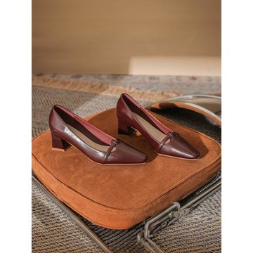 女式粗跟高跟氣質女款新款舒適方頭時尚2024裙子單鞋百搭網紅上班