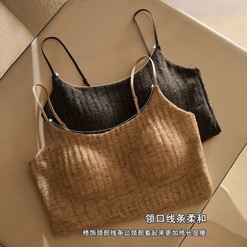 亞麻風薄款舒適女士吊帶背心 莫代爾自帶胸墊內衣 美背內衣 大胸顯小顯瘦內衣 內搭打底上衣 大胸專用全包覆內衣