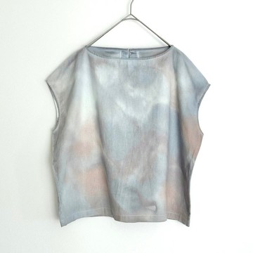 手染めの綿麻半袖襯衫