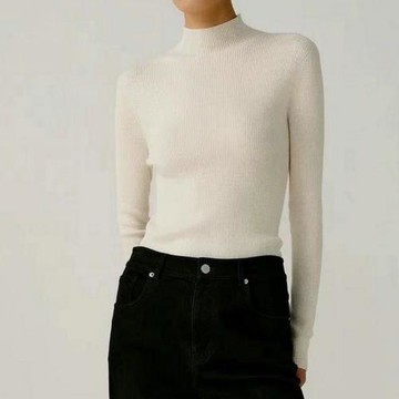 半高領針織打底衫套頭長袖薄款羊毛混紡毛衣修身顯瘦純色女裝