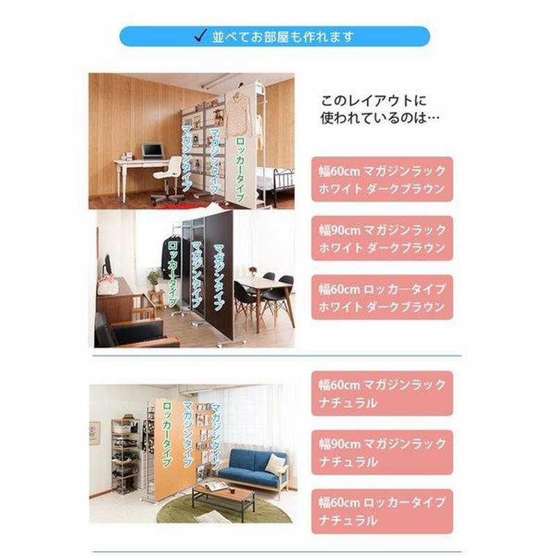 キャスター付きパーテーション ロッカー 幅60cm パーテーション