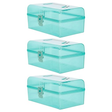 KEYWAY 聯府 得意寬型置物箱  22.3 x 14 x 10.2cm  藍綠色  3個