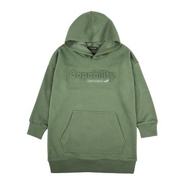 Crocodile Junior小鱷魚童裝-立體鋼印文字連帽休閒洋裝- U66302-41 大碼版
