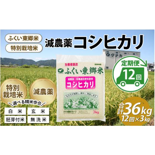 ふるさと納税 福井県 福井市 令和5年産 ふくい東郷米 特別栽培米 減農薬コシヒカリ 3kg×12ヶ月 合計36kg[H-020011_01]