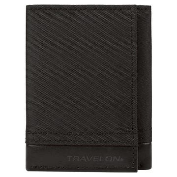 TRAVELON 拼接三折式短夾  黑色  10.7 x 8 x 1.8cm