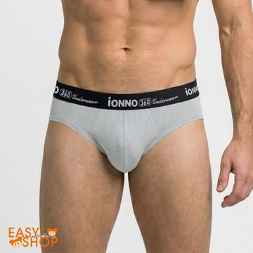 【EASY SHOP】iONNO-冰沙360-奈米涼爽冰絲男士三角內褲-冰霧灰