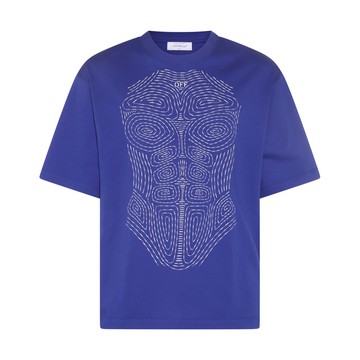 Off-white - Electric Blue Cotton Body Stitch Skate T-shirt