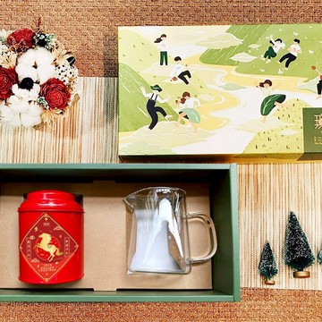 W2【新年公益禮盒】無藏 開花茶綜合10顆大罐裝+玻璃茶壺 茶具禮