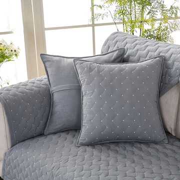 好物良品 清新雅純系列 現代風棉立體刺繡 防滑沙發墊組  坐墊240 x 90cm + 背墊70 x 70cm  清新銀灰