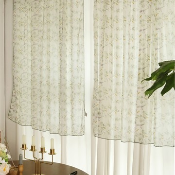 MH 家居 浪漫輕柔碎花雪紡窗簾 韓國產 100% 聚酯纖維  150 x 145cm  白色