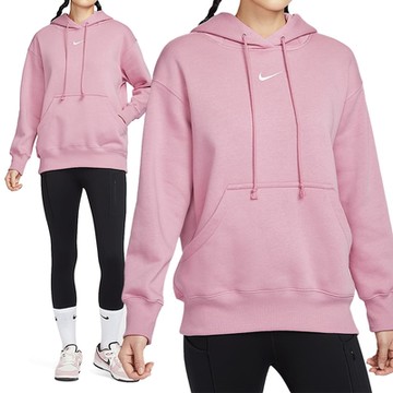 Nike PHNX FLC OS Po Hoodie 女款 粉紅色 寬鬆 刷毛 帽T 連帽 長袖 DQ5861-699