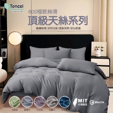 【台灣製】頂級100%60支素面天絲三件式床包組-雙人/五色任選