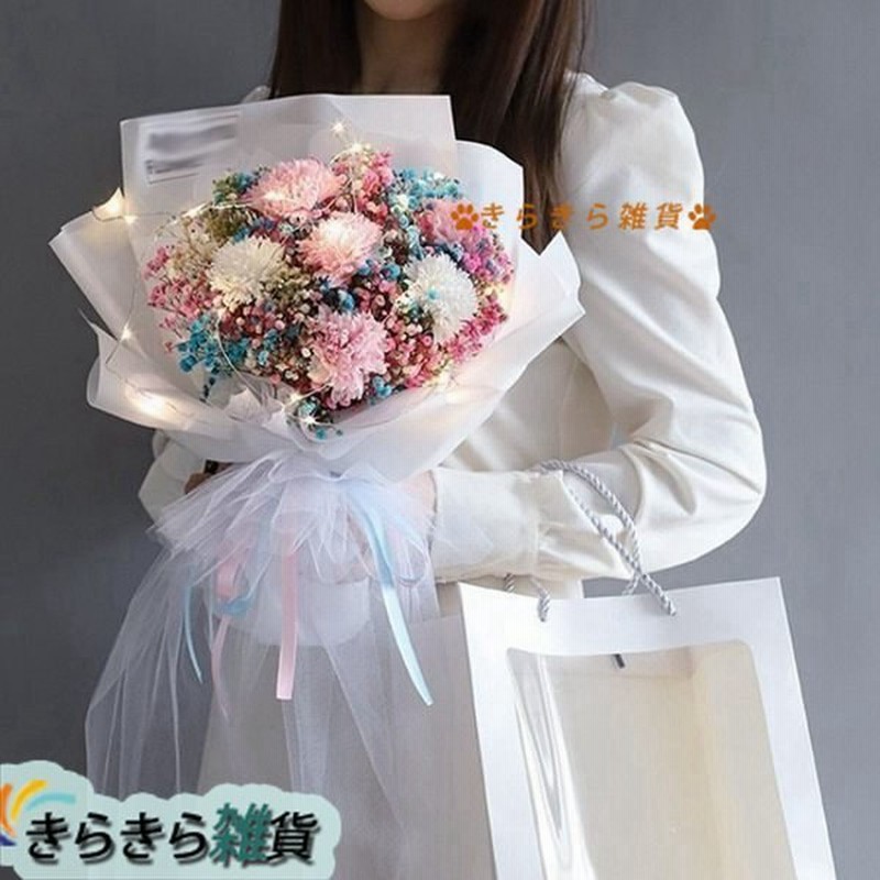 造花ブーケ フラワーギフト ドライフラワー 小物 薔薇 古希祝い かすみ草 Ledライト付き 造花ブーケ 贈り物 おしゃれグッズ 敬老の日 Nczsoypgrq Liliorg In