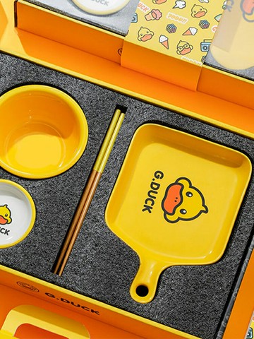 【200-80】G.DUCK/小黃鴨網紅烤盤烘焙專用手柄雙耳烤盤禮盒裝