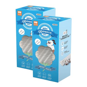 UD抽屜式雙效塑軸棉花棒(500支入)-2入組