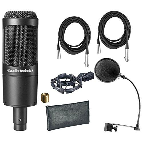 Audio Technica AT2035 W Shock Mount, Pop Filter, and (2) 20' XLR Microphone Cable by Audio-Technica