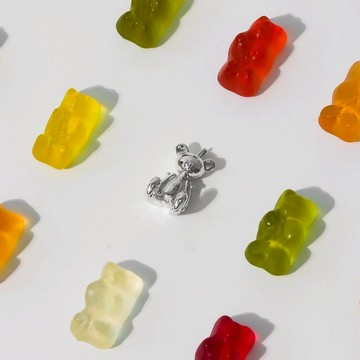 韓國 NONENON 潮流金屬項鍊 熊熊 (兩色) - Ｍ-銀