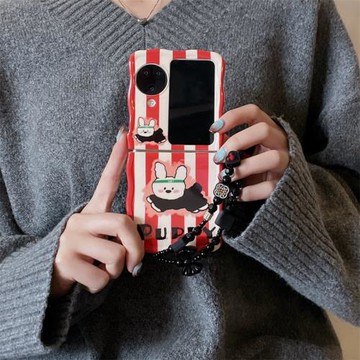 puppy小狗適用OPPOfindn3filp手機殼新品扭扭邊findn2filp軟膠防摔保護套帶鏈條Findn3filp女oppo折疊屏外殼