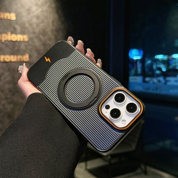 撞色鏡框適用蘋果16ProMax行李箱瓦楞紋iPhone15pro磨砂PC手機殼14帶360旋轉磁吸支架ip13