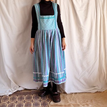 BajuTua /古著/ 湖水藍奧地利緹花洋裝 Dirndl