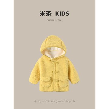 韓國女童外套2023秋冬新款兒童中長款加絨加厚棉服女寶寶毛毛大衣