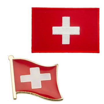 A-ONE 匯旺 瑞士國旗刺繡徽章 + 國旗別針  瑞士