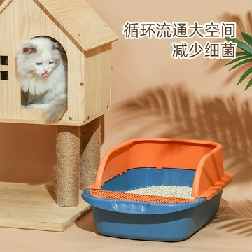 【優選百貨】大號貓砂盆送鏟子半封閉式貓廁所可拆卸貓砂盆小貓咪寵物清潔用品