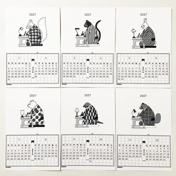 2027 文豪稿紙月曆 白色款 狐狸 貓 兔 熊 麻雀 狸貓 鋼筆 墨水 手帳 年曆 賀年卡 新年 未年 羊