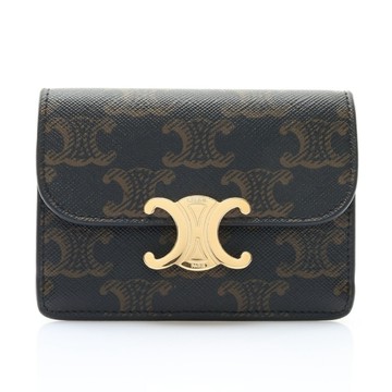 CELINE 賽琳 Triomphe 卡夾 名片夾 棕色 PVC塗層帆布 二手精品 【二手名牌BRAND OFF】