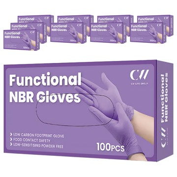 CW 可營 NBR丁晴一次性手套 S 紫色 100片 食品級 實驗室適用  10盒