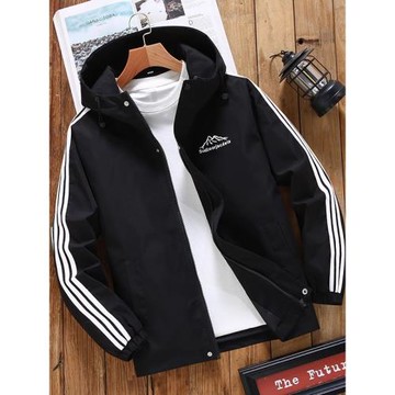 春秋男士外套休閑運動連帽夾克男防風防水沖鋒衣薄款寬松男裝褂子