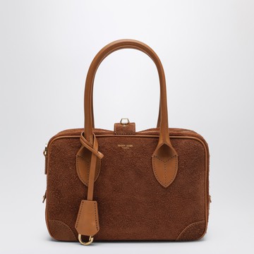 Suede leather bag in leather color