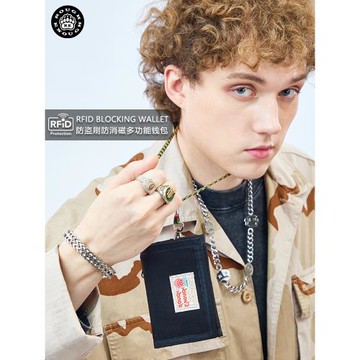 RGH 防水帆布錢包防盜刷RFID卡包零錢包小銀夾二合一卡套學生情侶