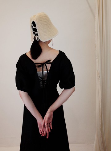 後綁繩百合鬱金香帽-米黃/鐘型帽/漁夫帽/戶外帽/鬱金香帽