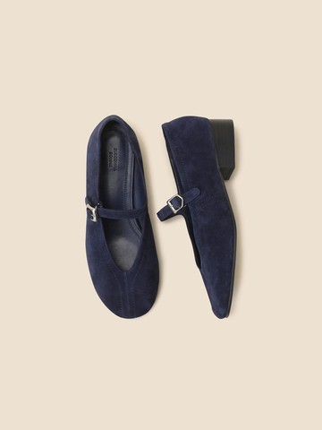 Daily V-cut Leather Mary Jane Flats [Navy] (DA1DS25001NAY)