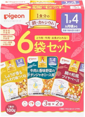 鴿子食品教育食譜鐵Ca 100g x 6袋裝[大約1年和4個​​月] 1嬰兒食品