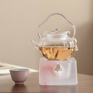 ins新國風女主顏值新款高硼硅耐熱水晶玻璃提梁鈴蘭花泡茶溫茶壺
