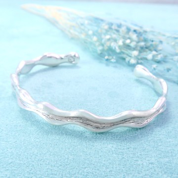 ART64 浪花手環-浪濤 925純銀 C型 女生手環
