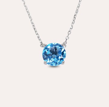 安珠 托帕石 瑞士藍 藍色 圓形 9mm 項鍊 經典系列 Round N 寶石