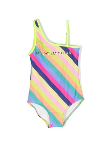 Marc Jacobs Kids - logo-print striped swimsuit - kids - Spandex/Elastane/Polyamide/Polyester/Spandex/Elastane - 12+ - Yellow