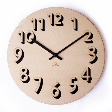 日本 YAMATO工藝 BLOCK純手工木製立體壁掛時鐘 - 椴木黑影