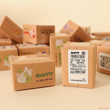 桃園出貨✨盲盒創意迷你快遞箱禮品小包裹玩具模型仿真微縮盒娃娃試玩道具箱